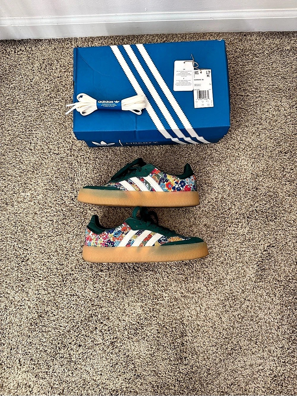 Adidas Women’s Sambae Liberty London Collegiate Green Floral Sneakers US 7